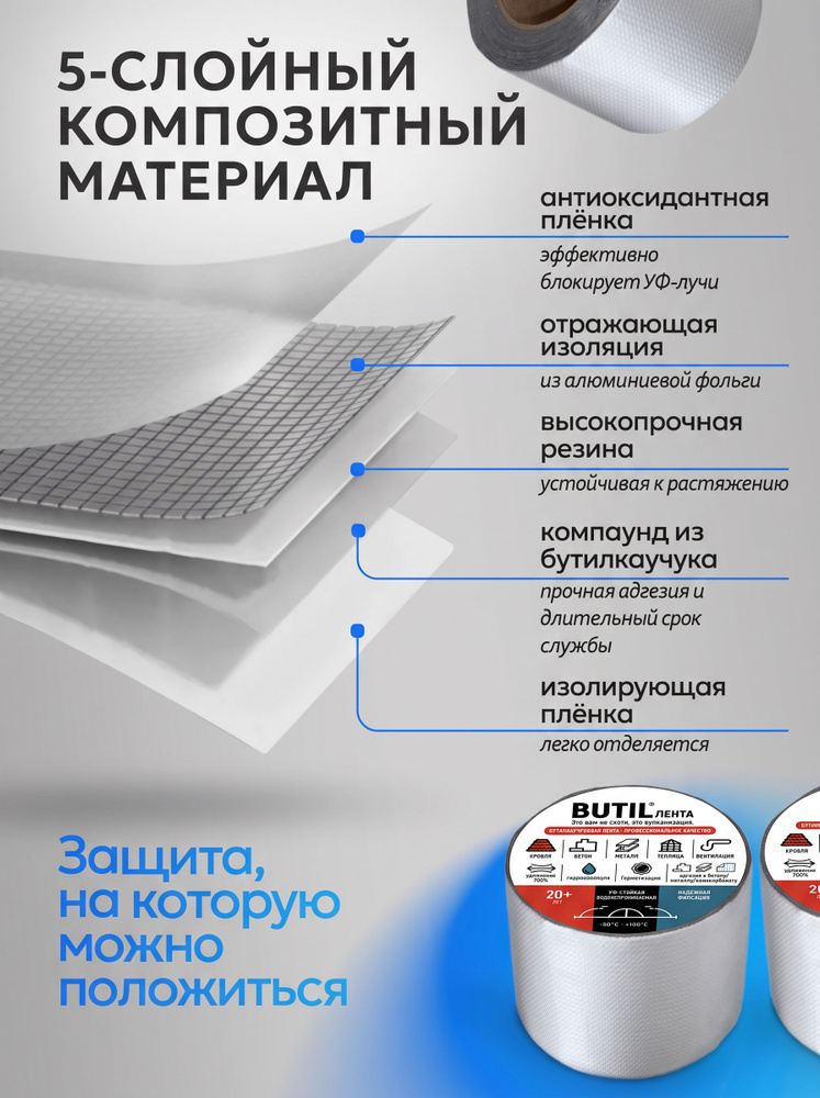 Герметизирующая лента бутилкаучуковая самоклеящаяся 50 мм 10 метров — изображение 9